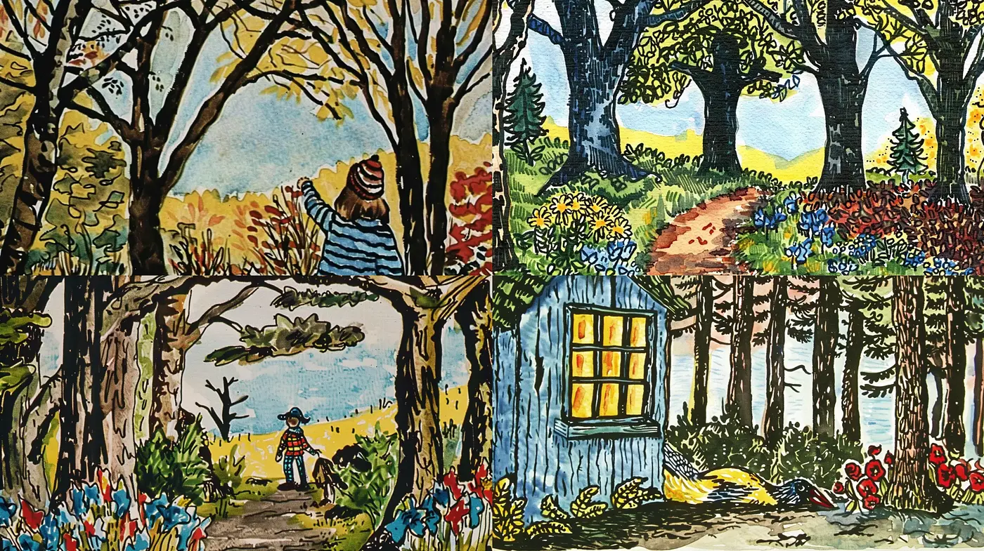 Whimsical Storybook Illustrations with Enchanting Brushwork - Midjourney sref style