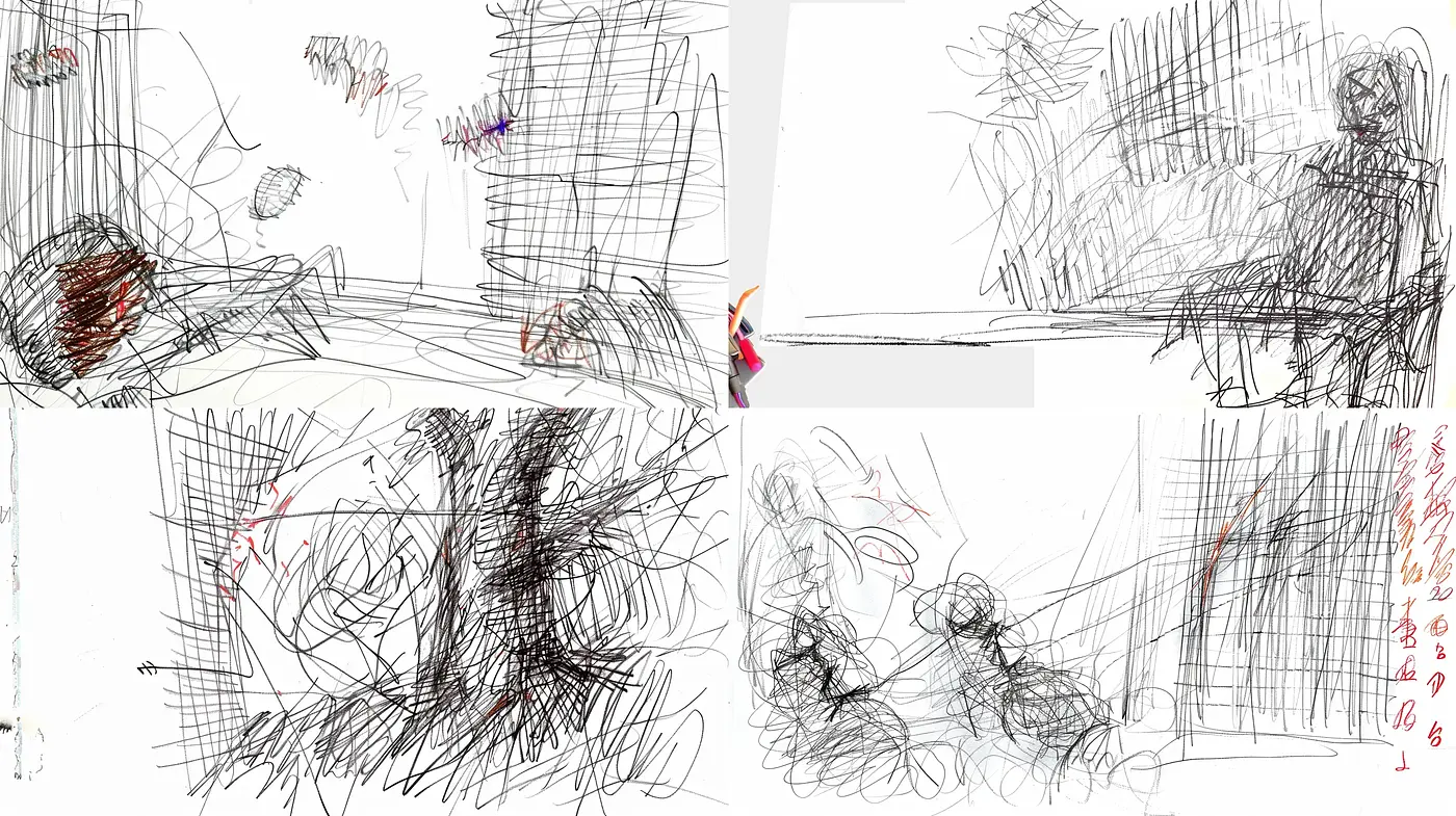 Abstract Gestural Sketch-Inspired Artistic Expression - Midjourney sref style