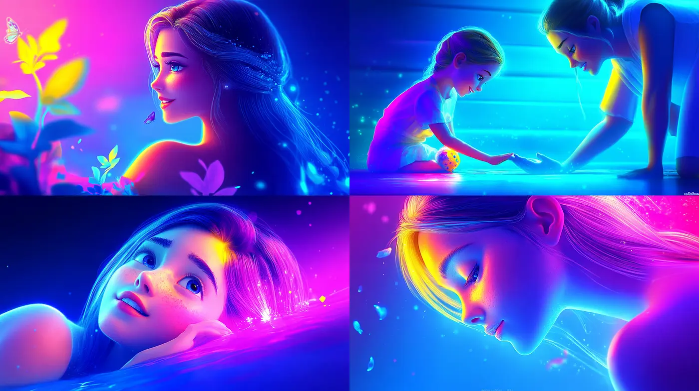 Dreamy and ethereal digital illustrations with vivid color contrasts - Midjourney sref style