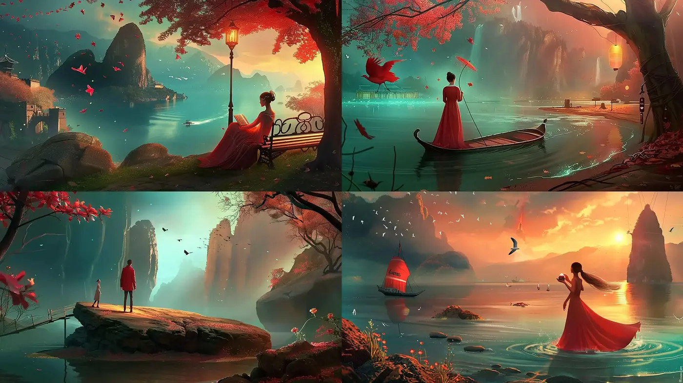 Serenade of Hues: Mystic Landscapes with an Ethereal Warmth - Midjourney sref style