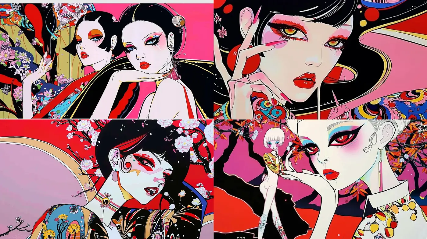 Futuristic Edo Period Fusion with Bold Pop Art Overtones - Midjourney sref style