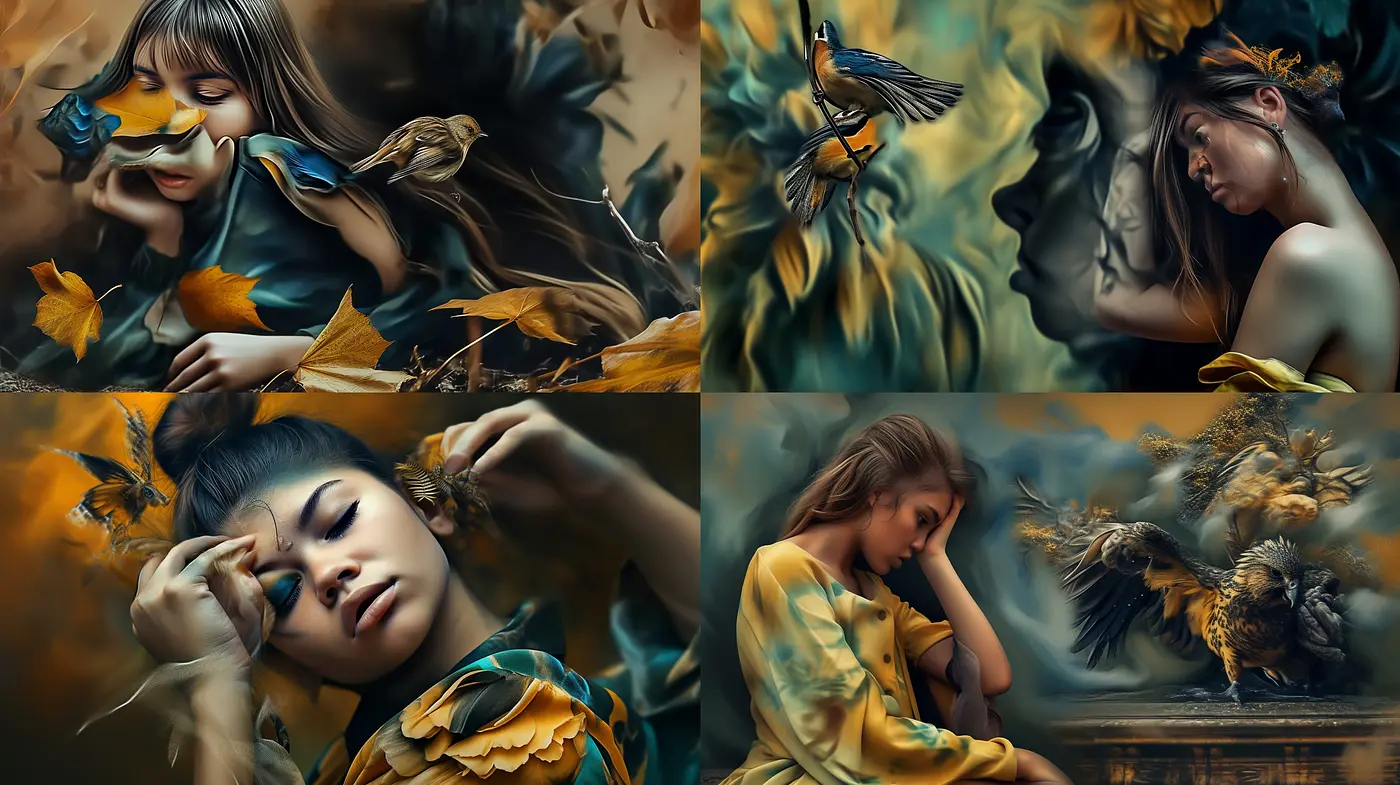 Ethereal Autumn Hues: A Fusion of Surrealism and Fine Art Photography - Midjourney sref style