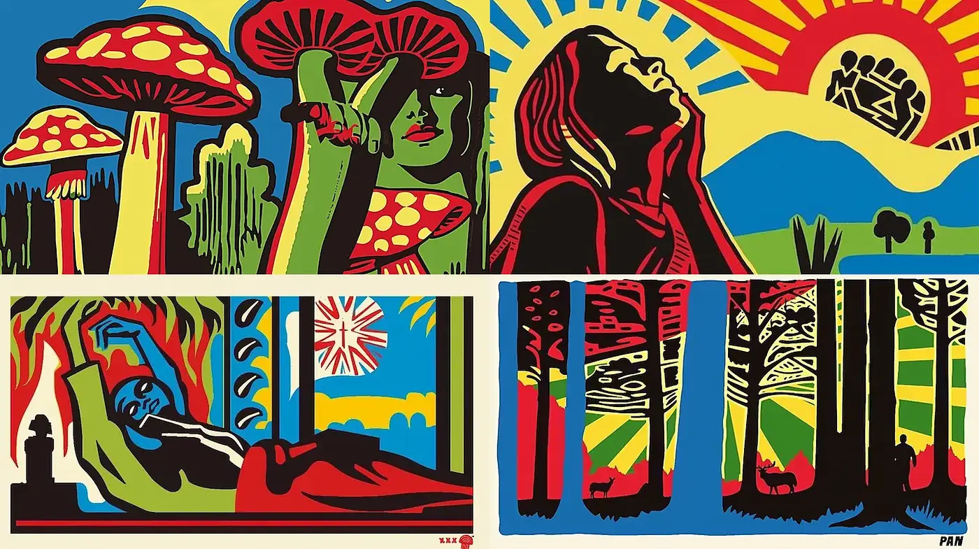Vibrant Pop Art with Surrealistic Elements - Midjourney sref style