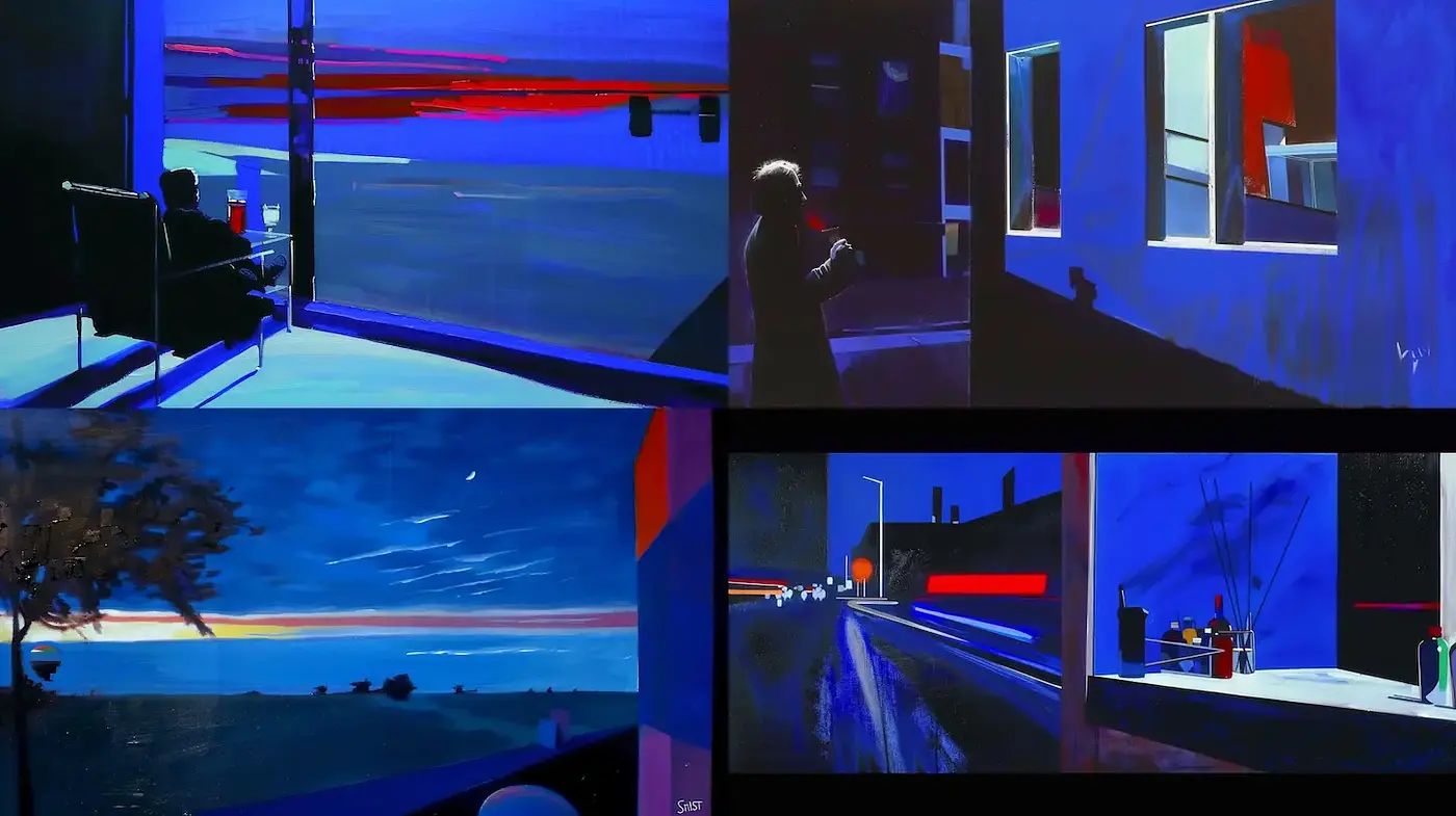 Modern Impressionist Cityscapes with Surreal Elements - Midjourney sref style