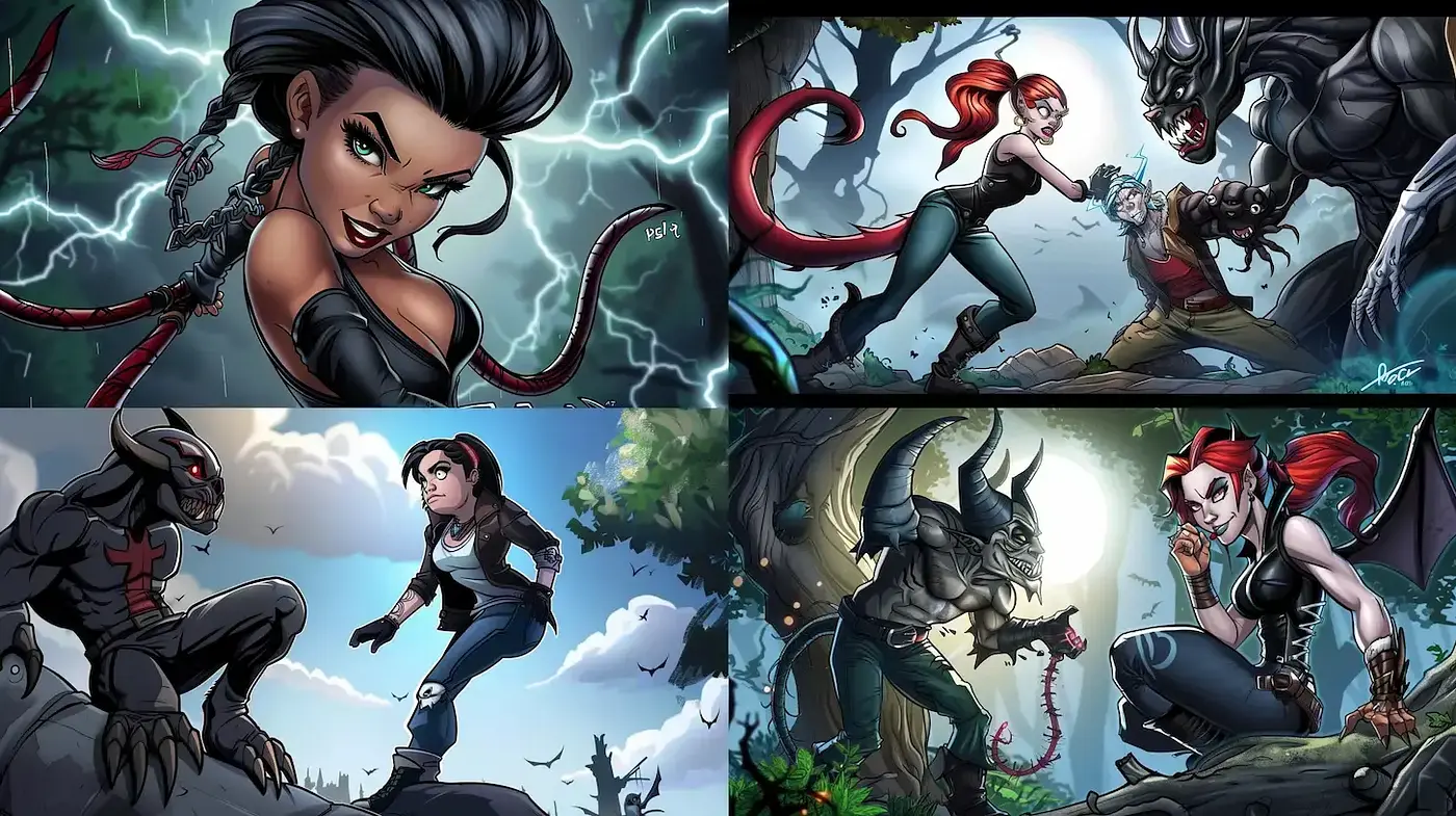 Dynamic and Vibrant Comic Art with a Superheroic Essence - Midjourney sref style