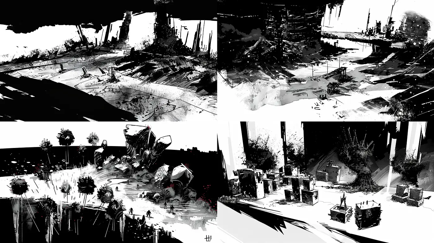 Monochromatic Essence of Abstract Expressionism - Midjourney sref style