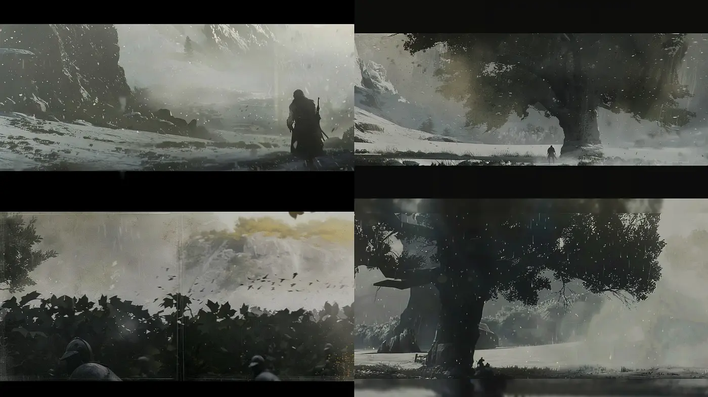 Ethereal Monochromatic Landscapes: A Fusion of Melancholy and Solitude - Midjourney sref style
