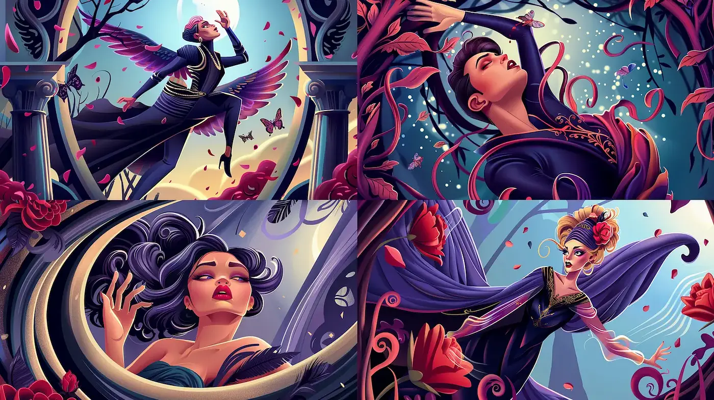 Elegant and Whimsical Digital Illustrations with Enchanting Elements - Midjourney sref style