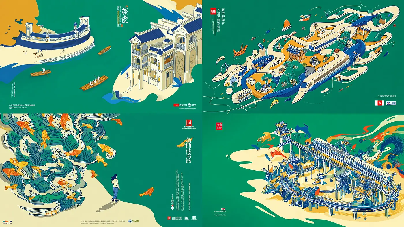 Vibrant Illustrative Design with Cultural Motifs - Midjourney sref style