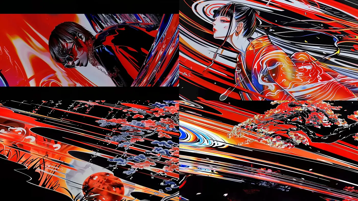Dynamic Futurism with Fluid Anime Essence - Midjourney sref style