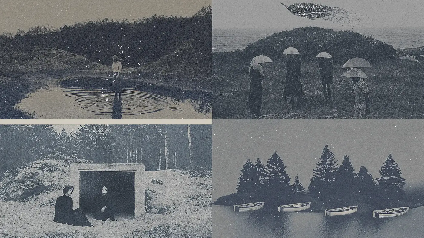 Ethereal Monochrome Dreamscape: A Homage to Surrealist Imagery - Midjourney sref style
