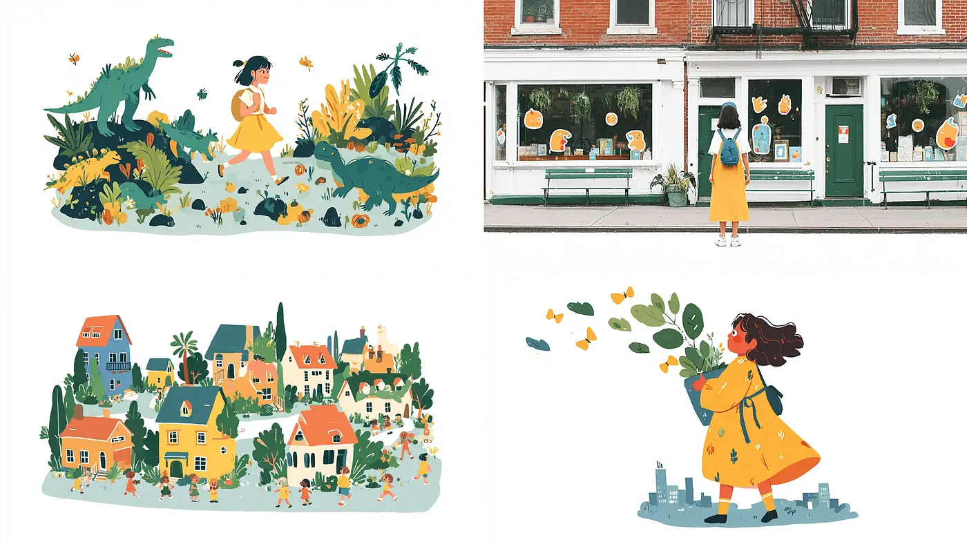Whimsical Illustrative Style with a Playful Vibe - Midjourney sref style