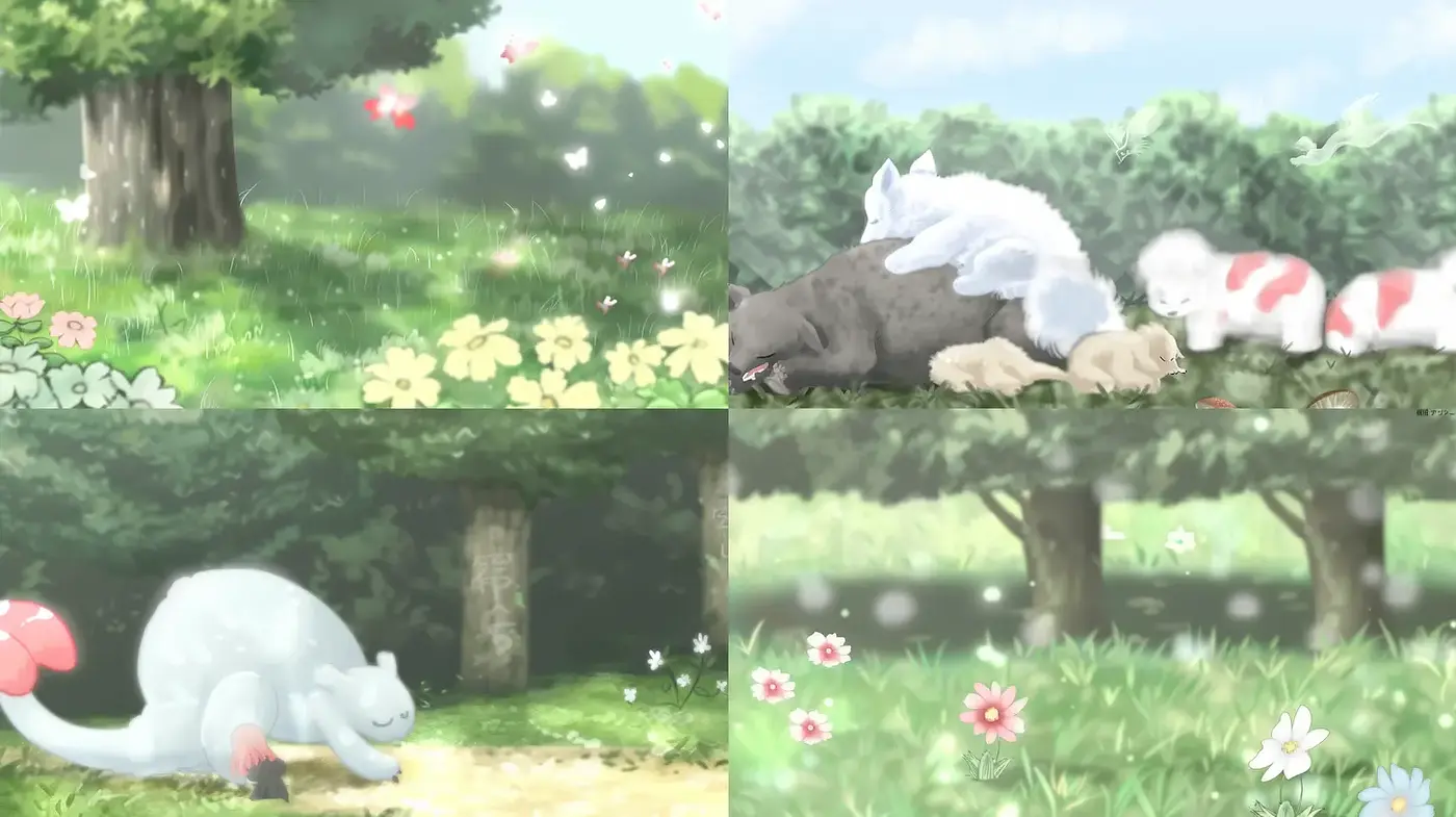 Playful and Whimsical Nature Scenes with Soft Colors and Gentle Textures - Midjourney sref style