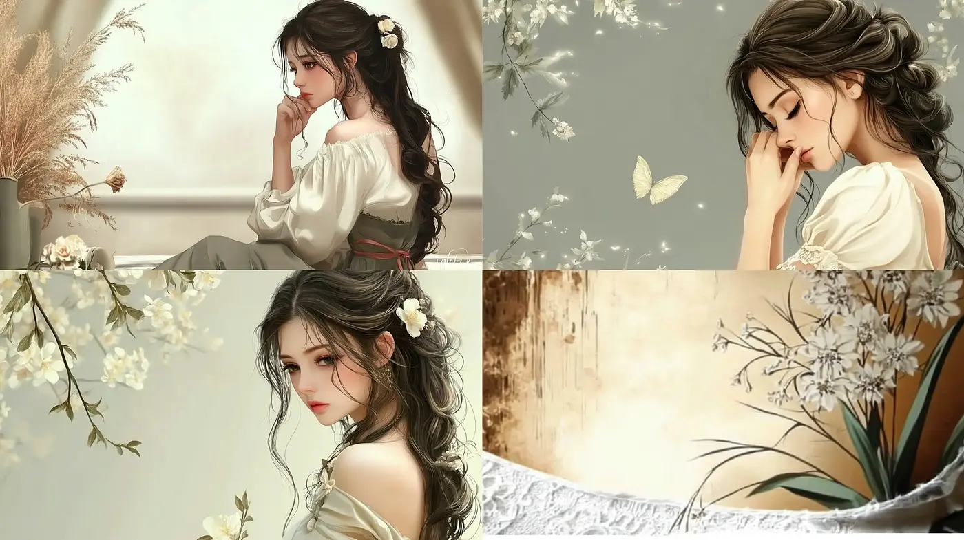Serene Elegance in Sepia: A Harmonious Blend of Delicate Brushwork and Subdued Tones - Midjourney sref style