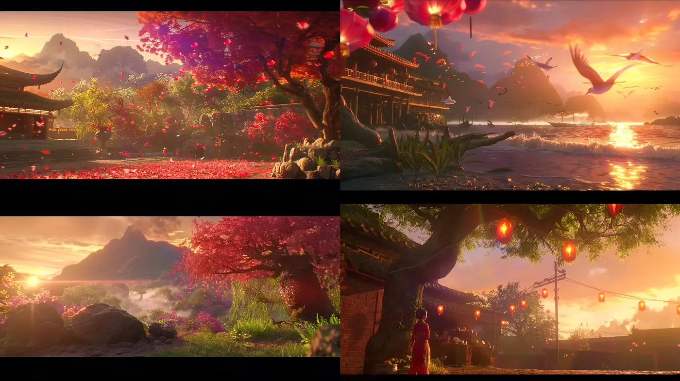 Ethereal Twilight Hues with a Consistent Eastern Aesthetic - Midjourney sref style
