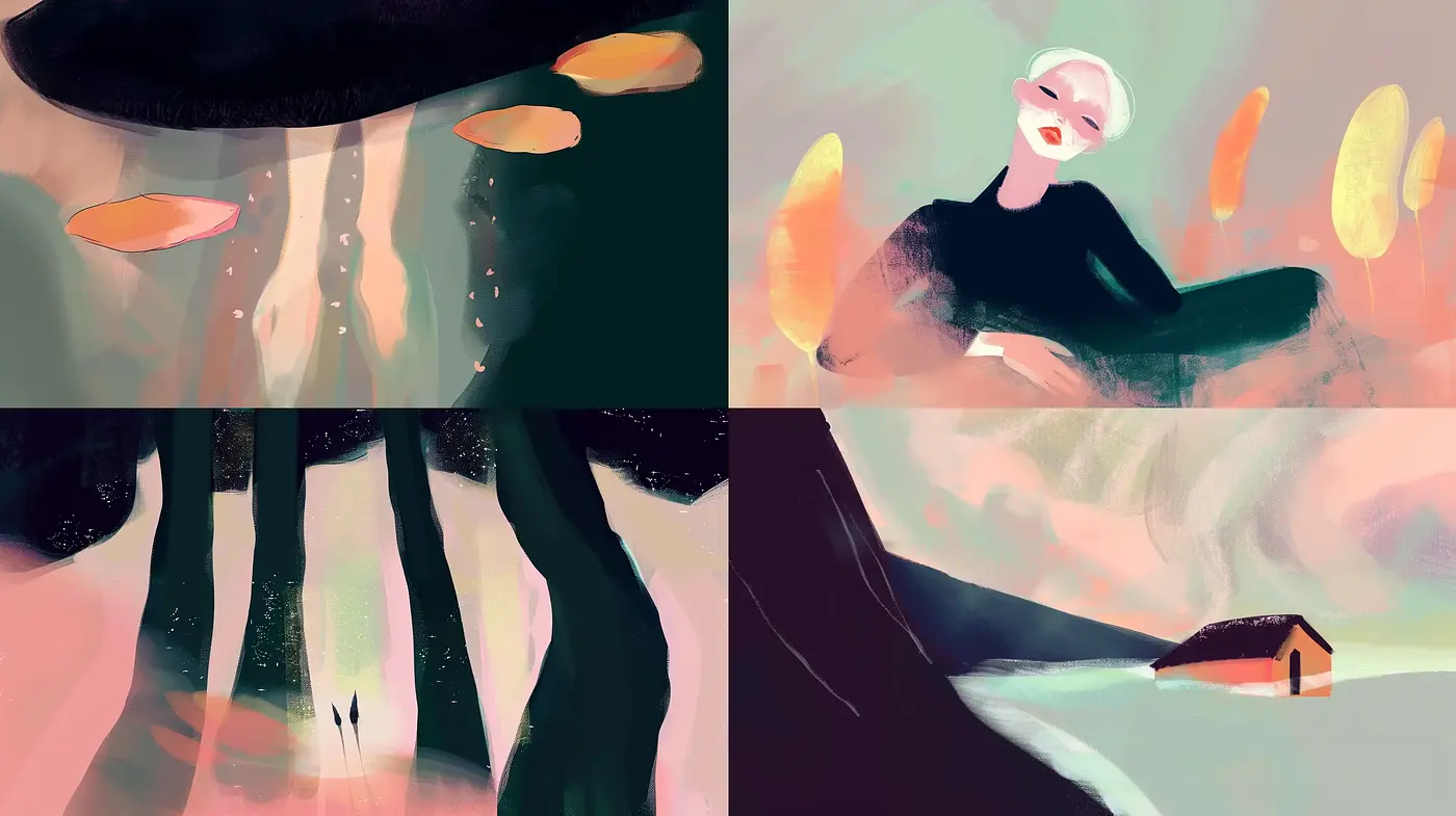 Whimsical Pastel Dreamscape with Expressionist Undertones - Midjourney sref style
