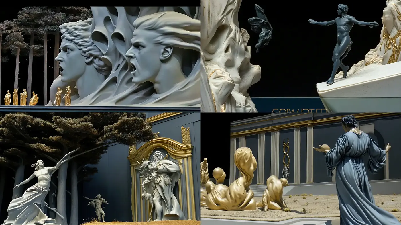 Neo-Classical Reverie: A Digital Fusion of Sculptural Grace and Timeless Elegance - Midjourney sref style