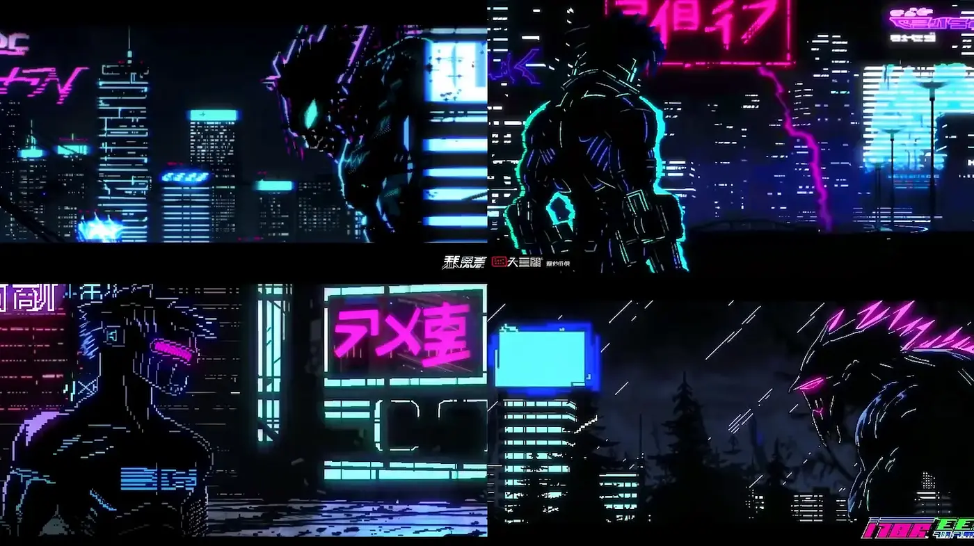 Neon Cyberpunk Aesthetic with Electric Energy and Geometric Precision - Midjourney sref style