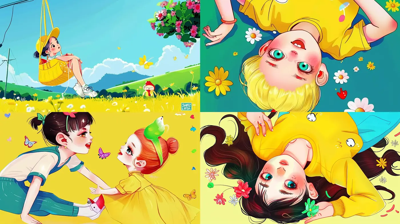 Vibrant Storybook Whimsy: A Consistent Tapestry of Vivid Colors and Playful Imagery - Midjourney sref style