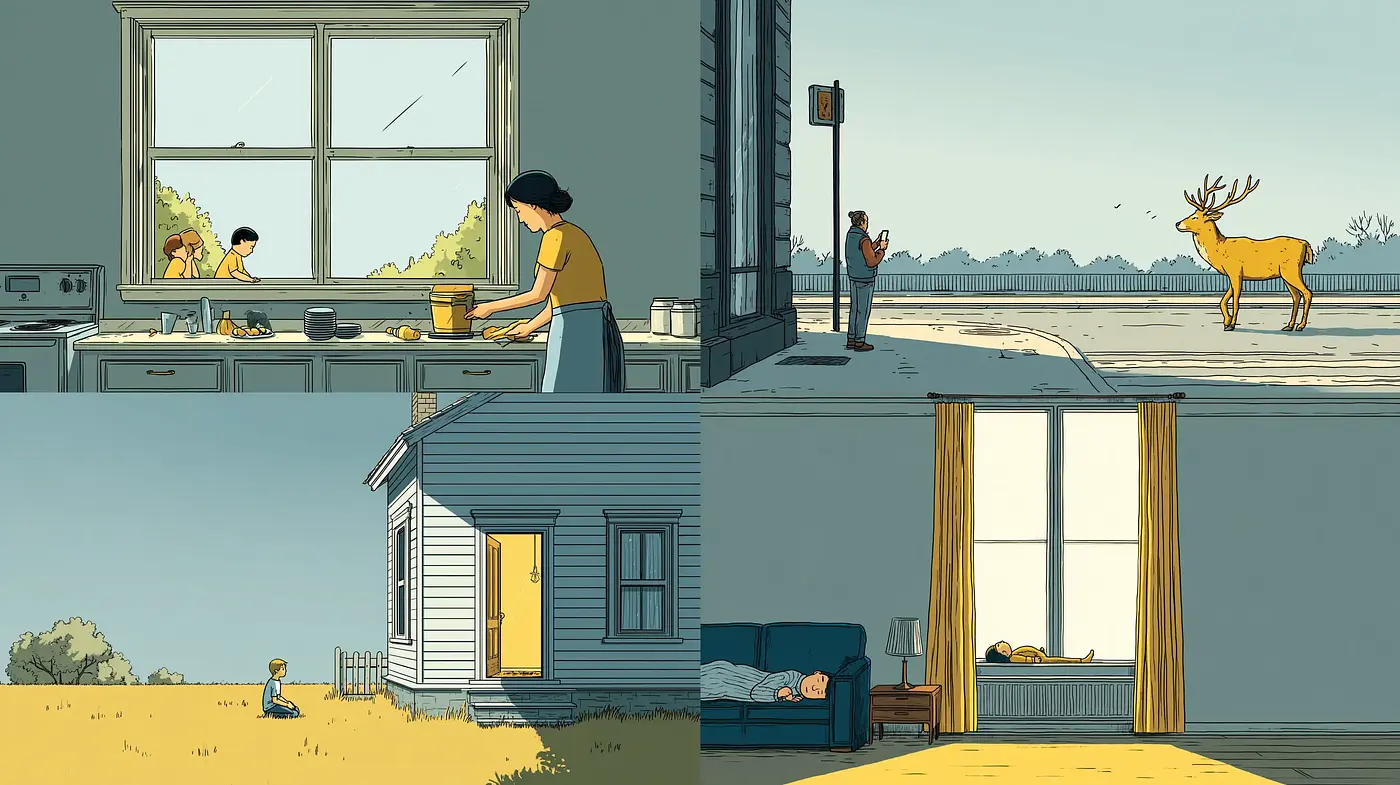 Contemplative and Serene Illustrations with a Whimsical Flair - Midjourney sref style