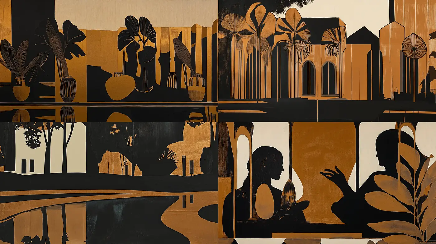 Silhouetted Forms and Sepia Shadows: A Homage to Shadows and Light - Midjourney sref style
