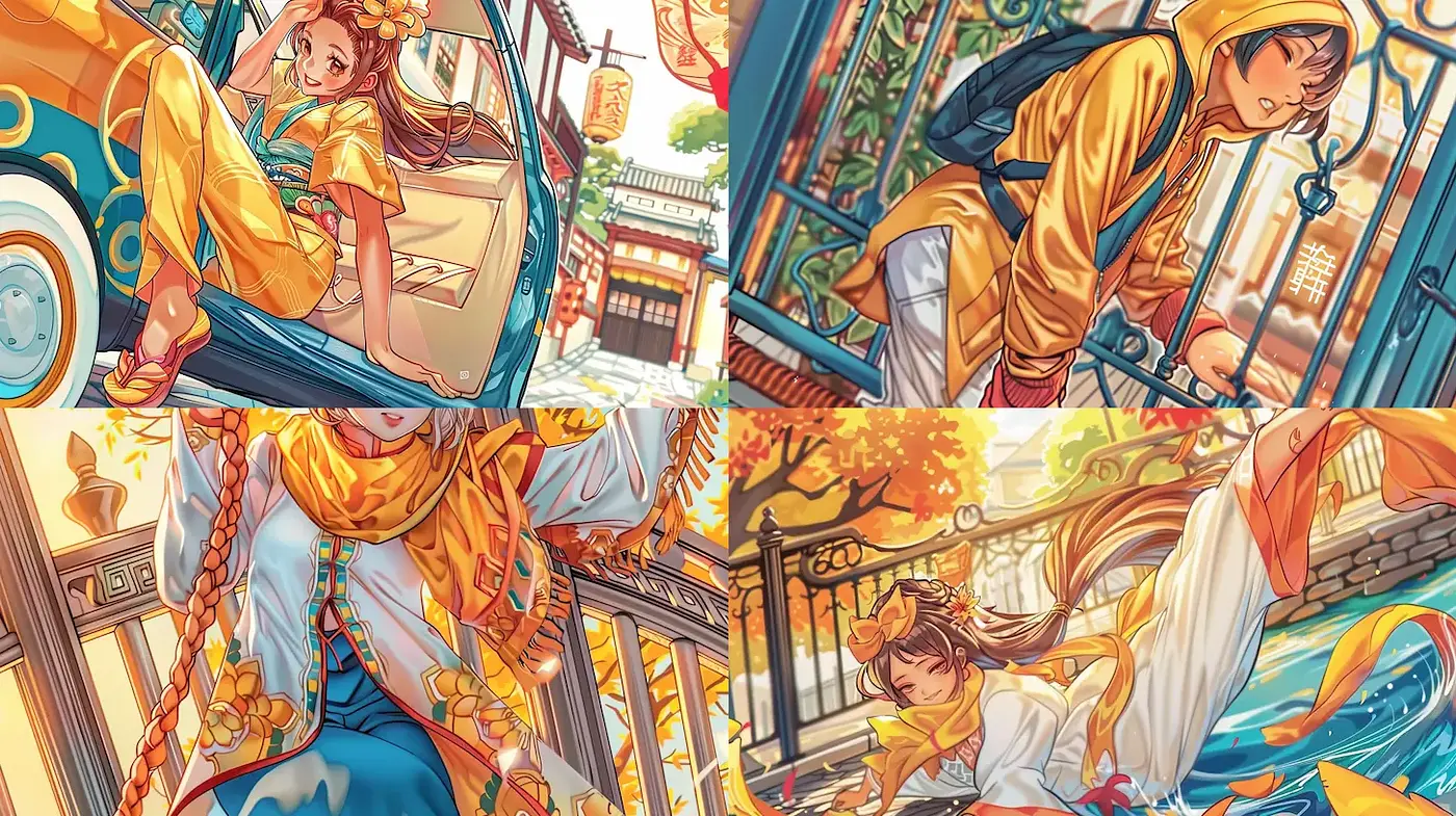 Vibrant and Playful Digital Illustrations with Cultural Elements - Midjourney sref style