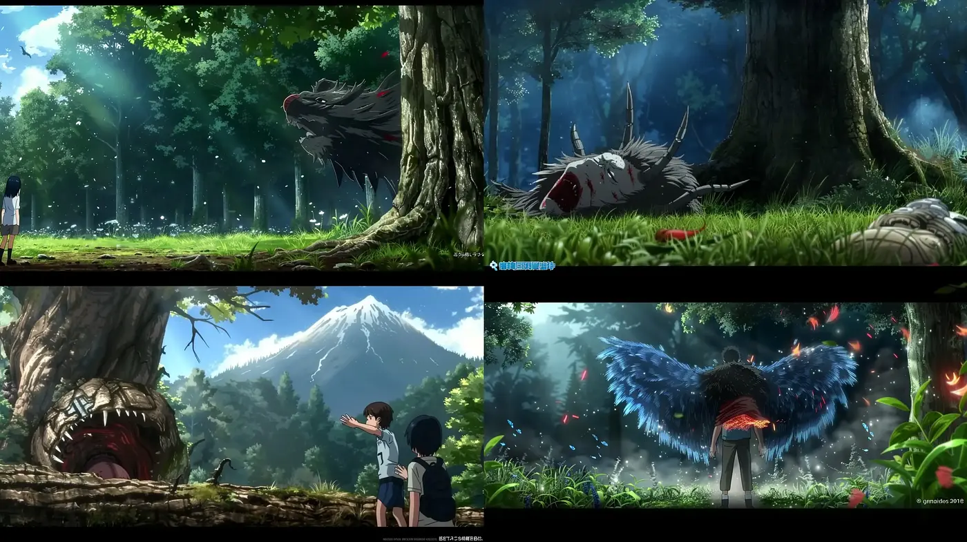 Mystical Anime-Inspired Natural Landscapes with Surreal Elements - Midjourney sref style
