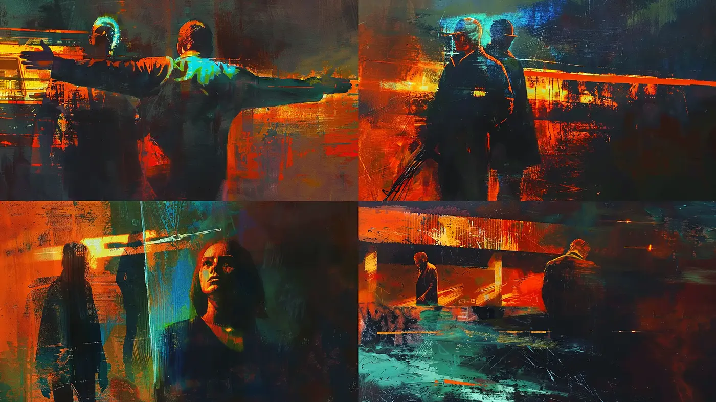 Nocturnal Resonance: A Fusion of Abstract Expressionism and Cinematic Drama - Midjourney sref style