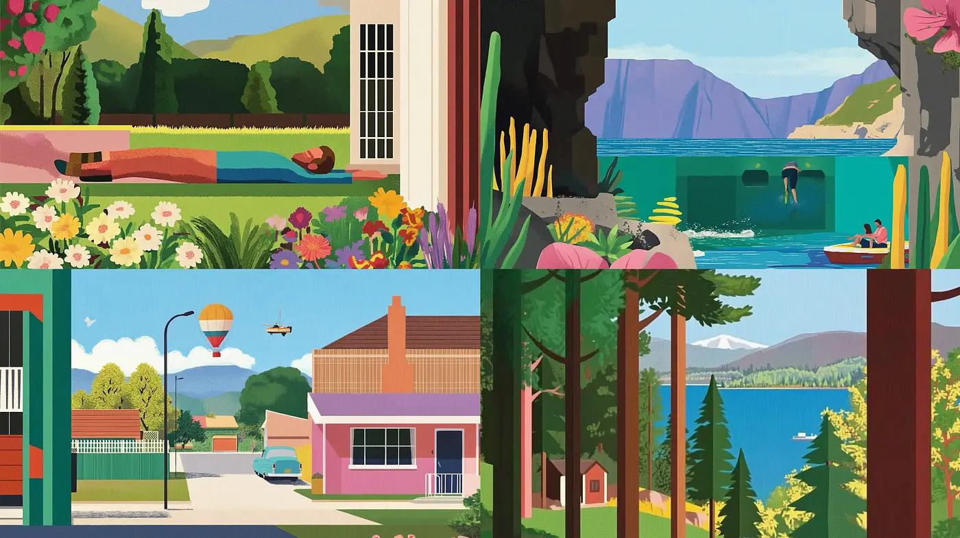 Consistent Stylized Landscape Scenes with Vintage Undertones - Midjourney sref style