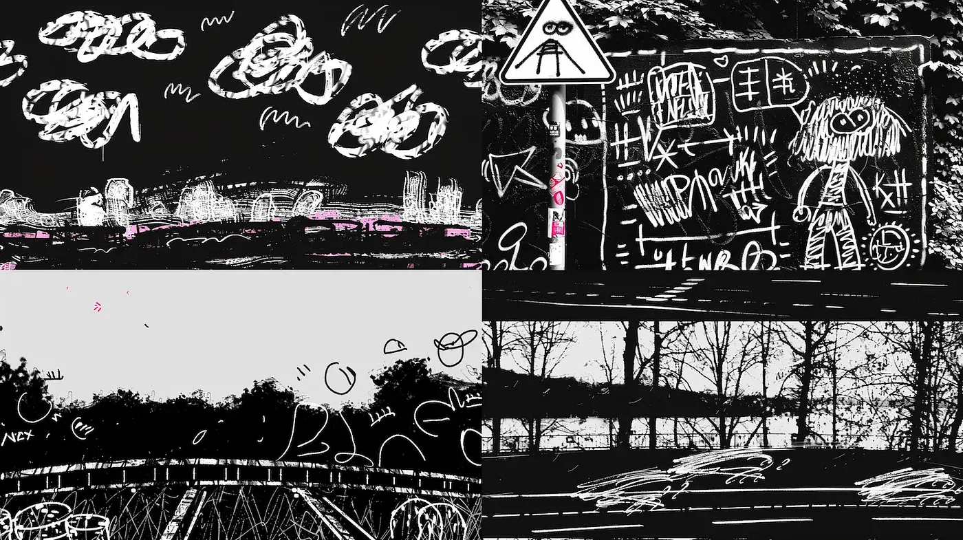 Textured and abstract interpretations with a contemporary urban vibe - Midjourney sref style