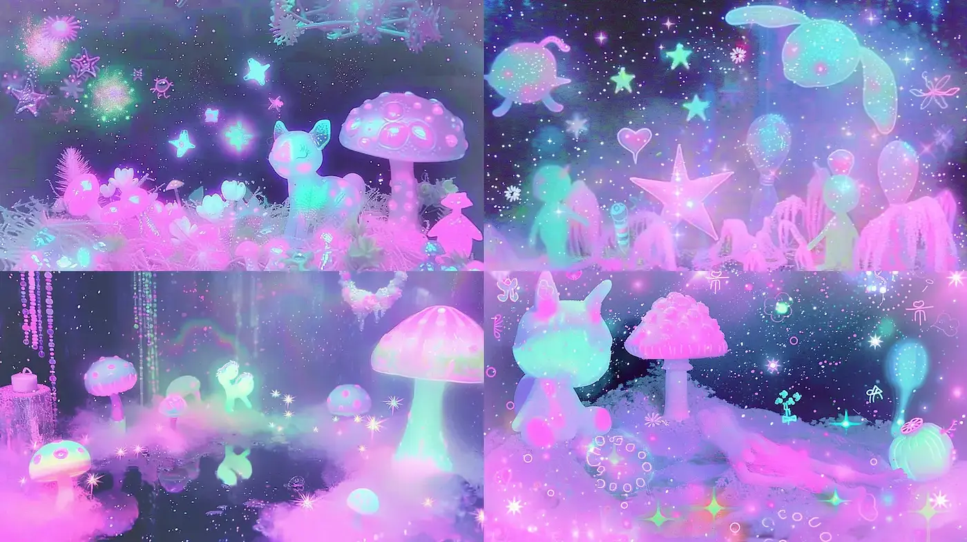 Whimsical and ethereal pastel dreamscapes with surreal elements - Midjourney sref style