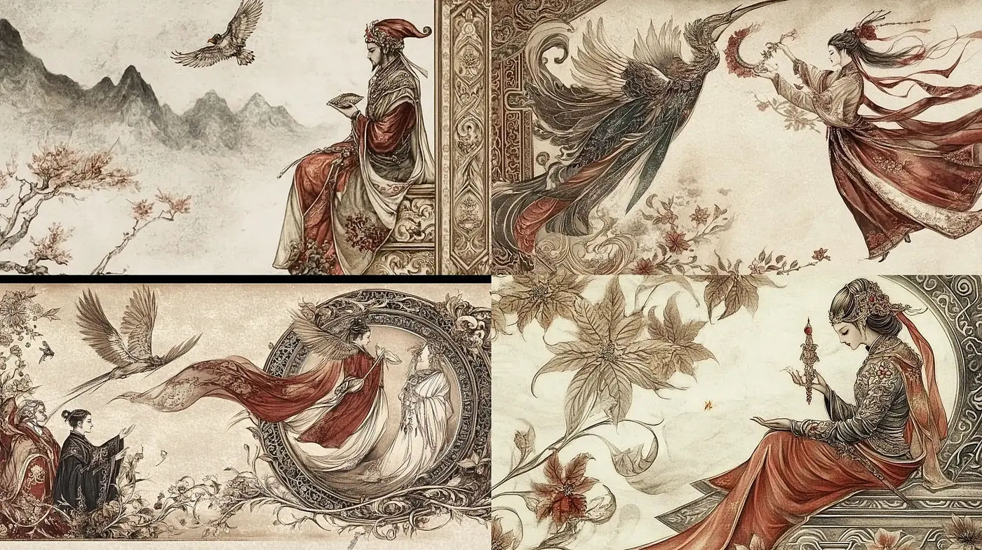 Ethereal Elegance in Sepia: A Fusion of Classical Artistry and Surreal Imaginings - Midjourney sref style