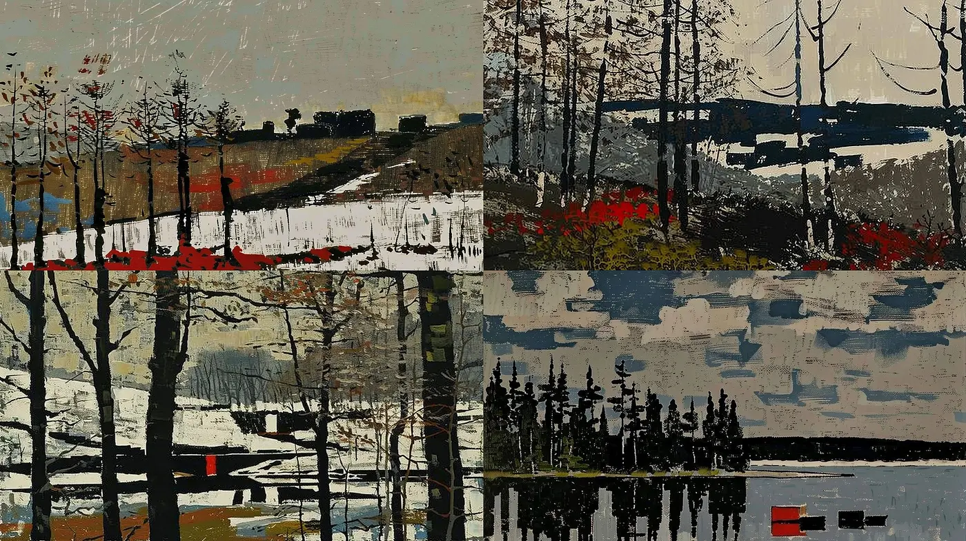 Textured Echoes of Serenity in Earth Tones: A Consistent Visual Symphony - Midjourney sref style