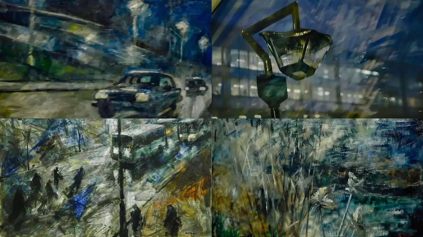Motion-Infused Impressionism with Urban Undertones - Midjourney sref style