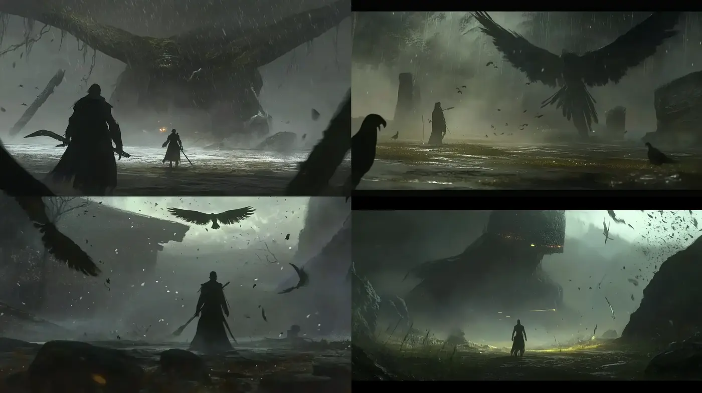 Ethereal Monochromatic Vistas with a Tinge of Fantasy - Midjourney sref style