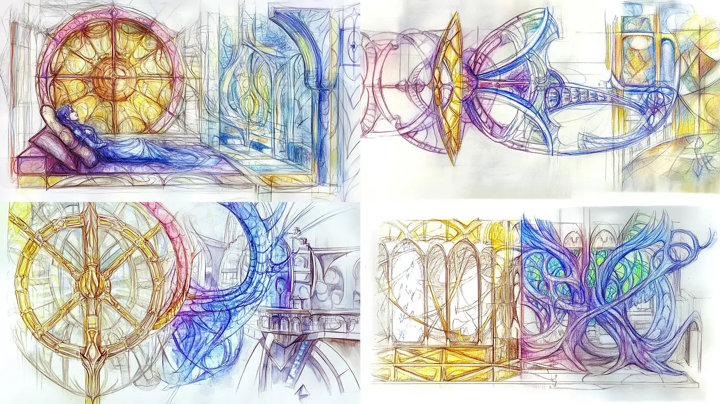 Ethereal Chromatic Lattice - a Symphony in Strokes and Spectrum - Midjourney sref style
