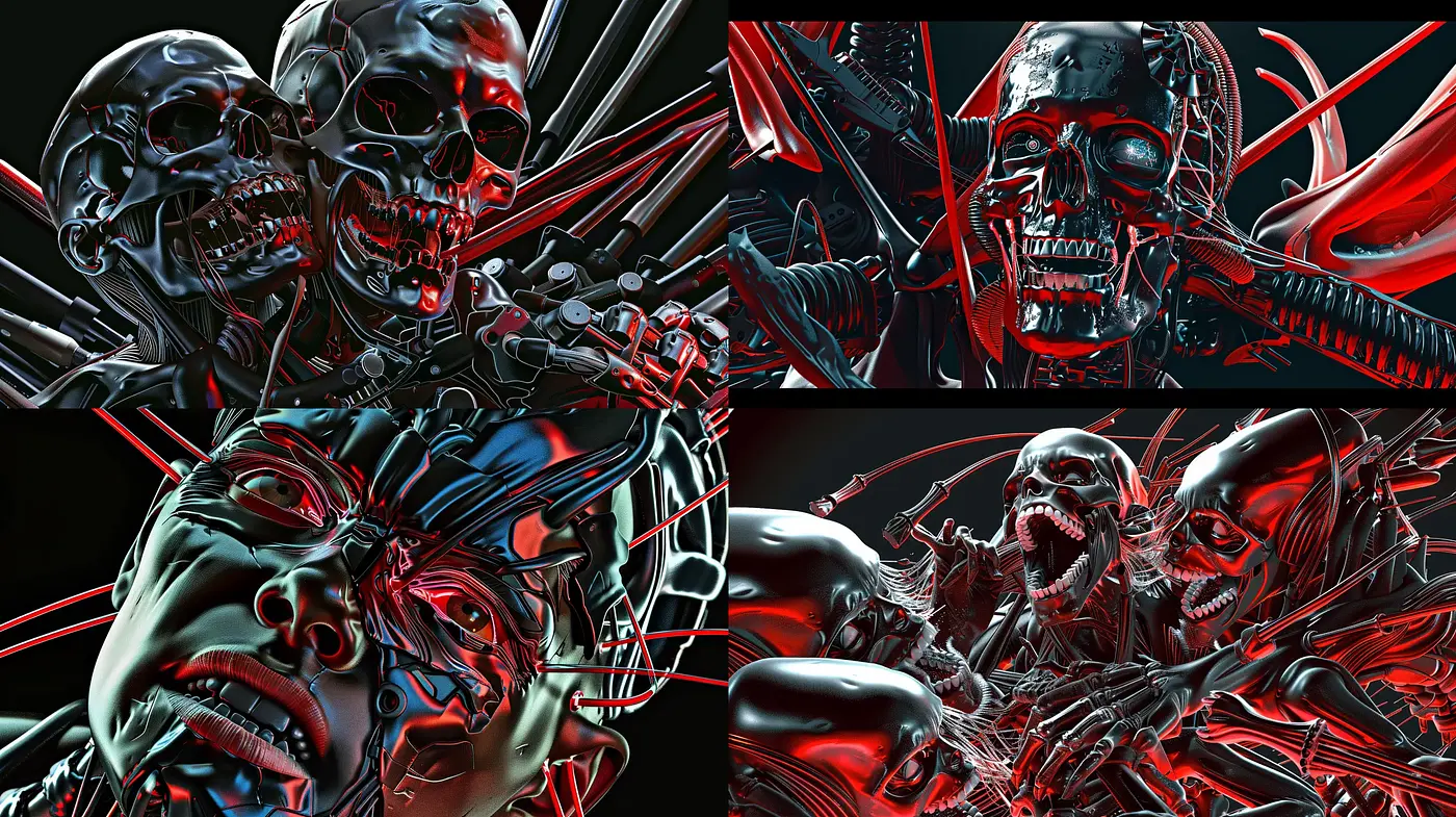 Neon Cybernetic Fusion: A Vivid Interpretation of Synthetic Anatomy - Midjourney sref style