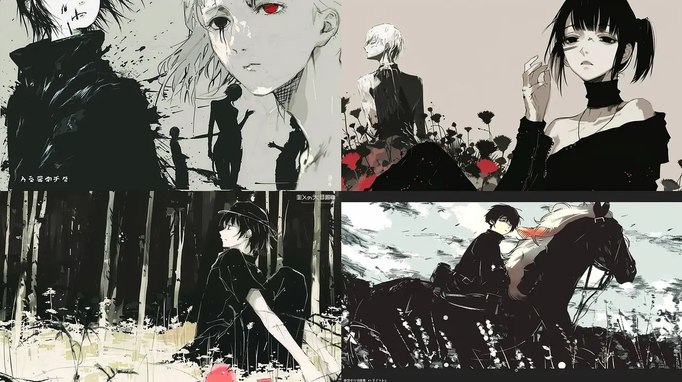 Monochromatic Manga-Inspired Ethereal Artscapes - Midjourney sref style