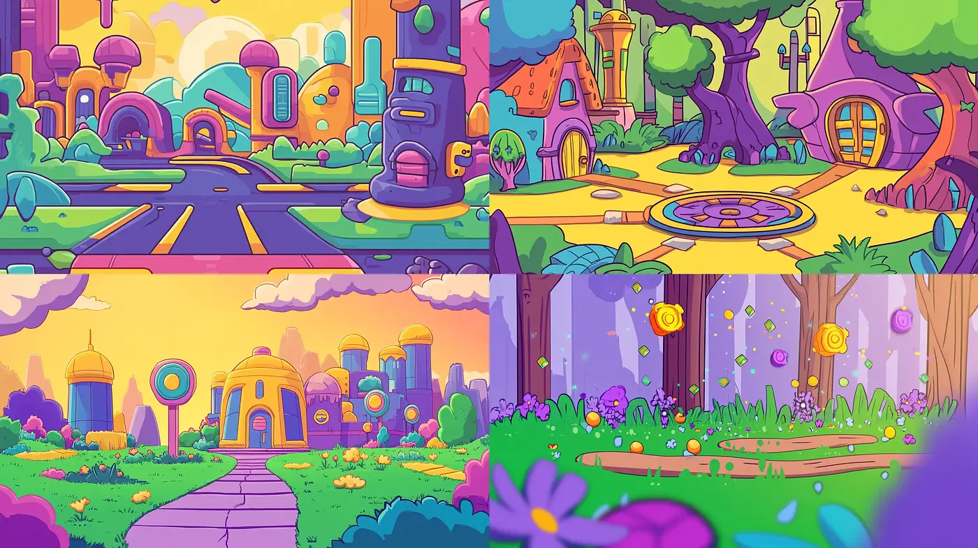 Surreal Candy-Colored Dreamscape Illustrations - Midjourney sref style