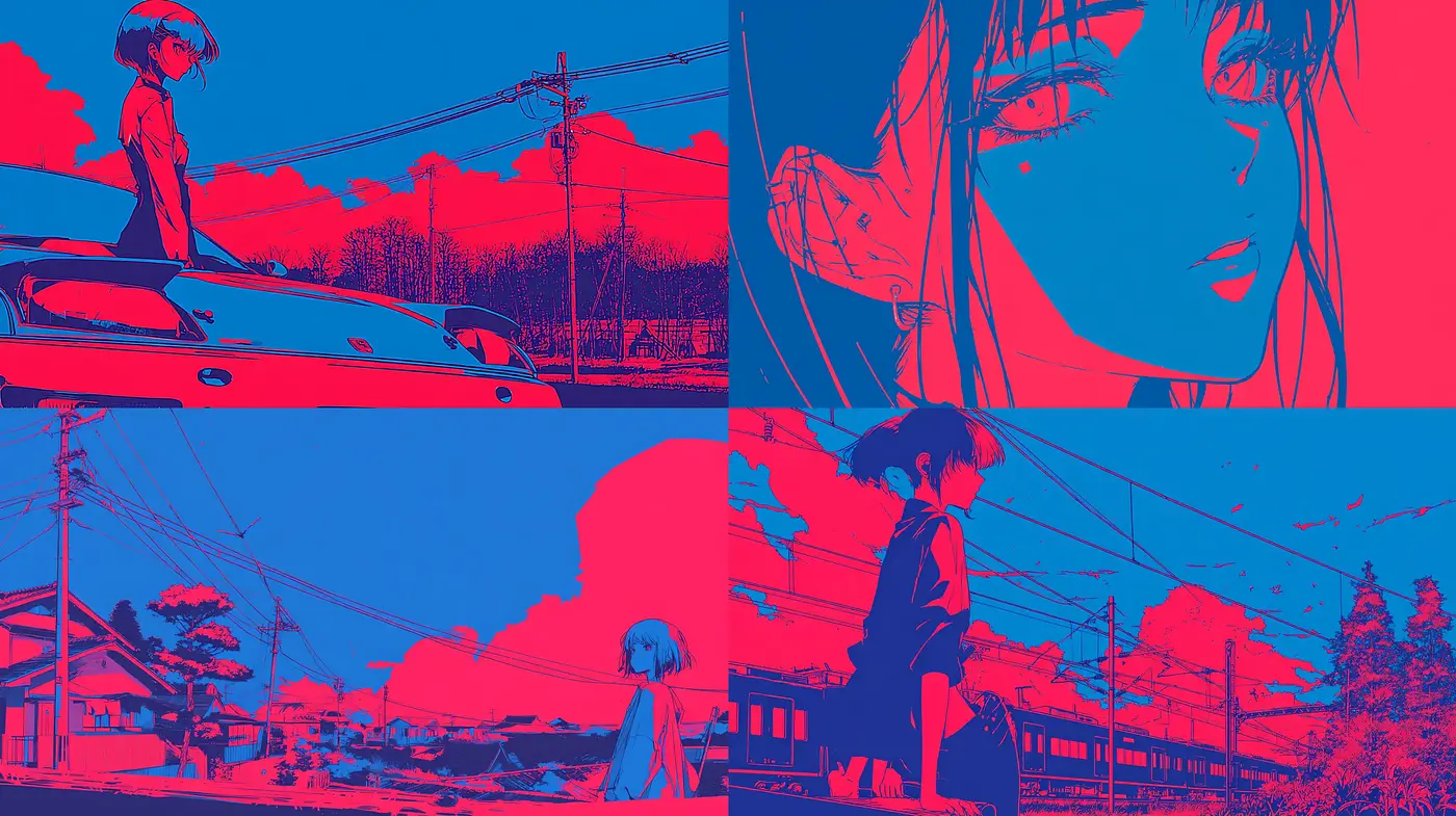 Surreal Expressions Infused with Retro Anime Aesthetics - Midjourney sref style