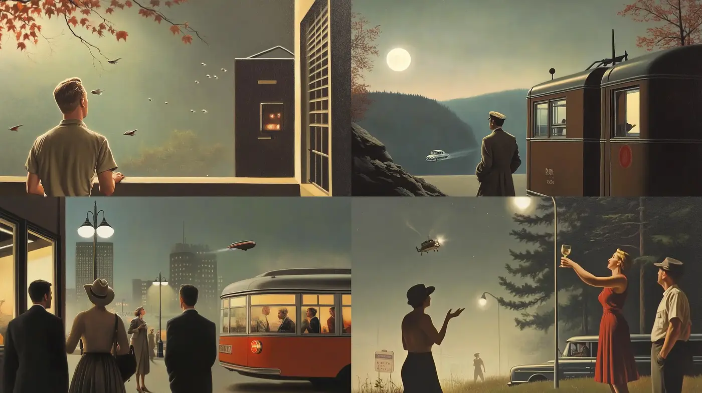Twilight Ambiance in Stylized Nostalgic Vignettes - Midjourney sref style