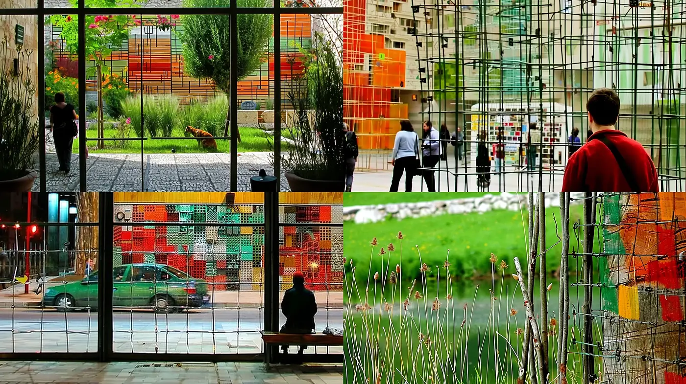 Lattice Spectrum: A Vivid Mosaic of Urban Nature - Midjourney sref style