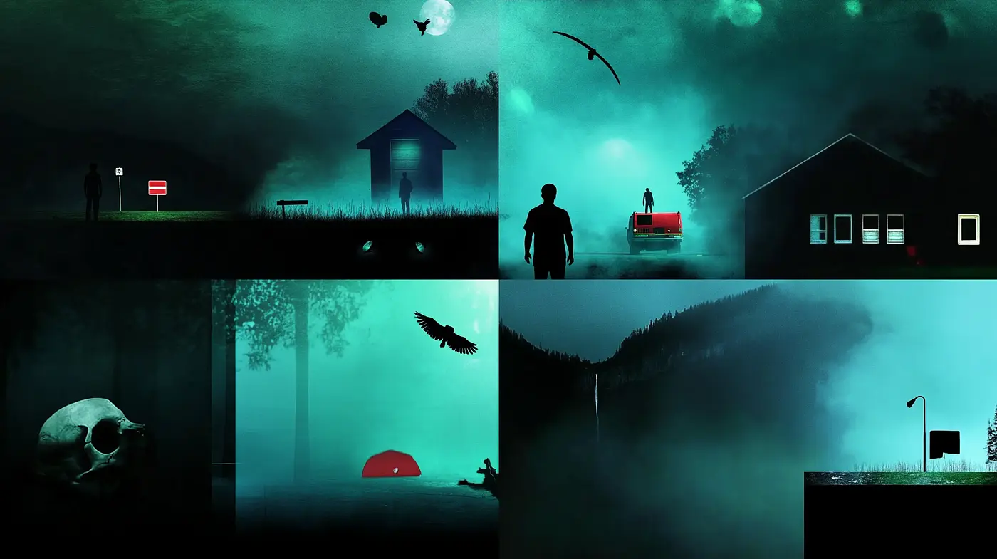 Eerie Nocturnal Hues and Cinematic Ambiance - Midjourney sref style