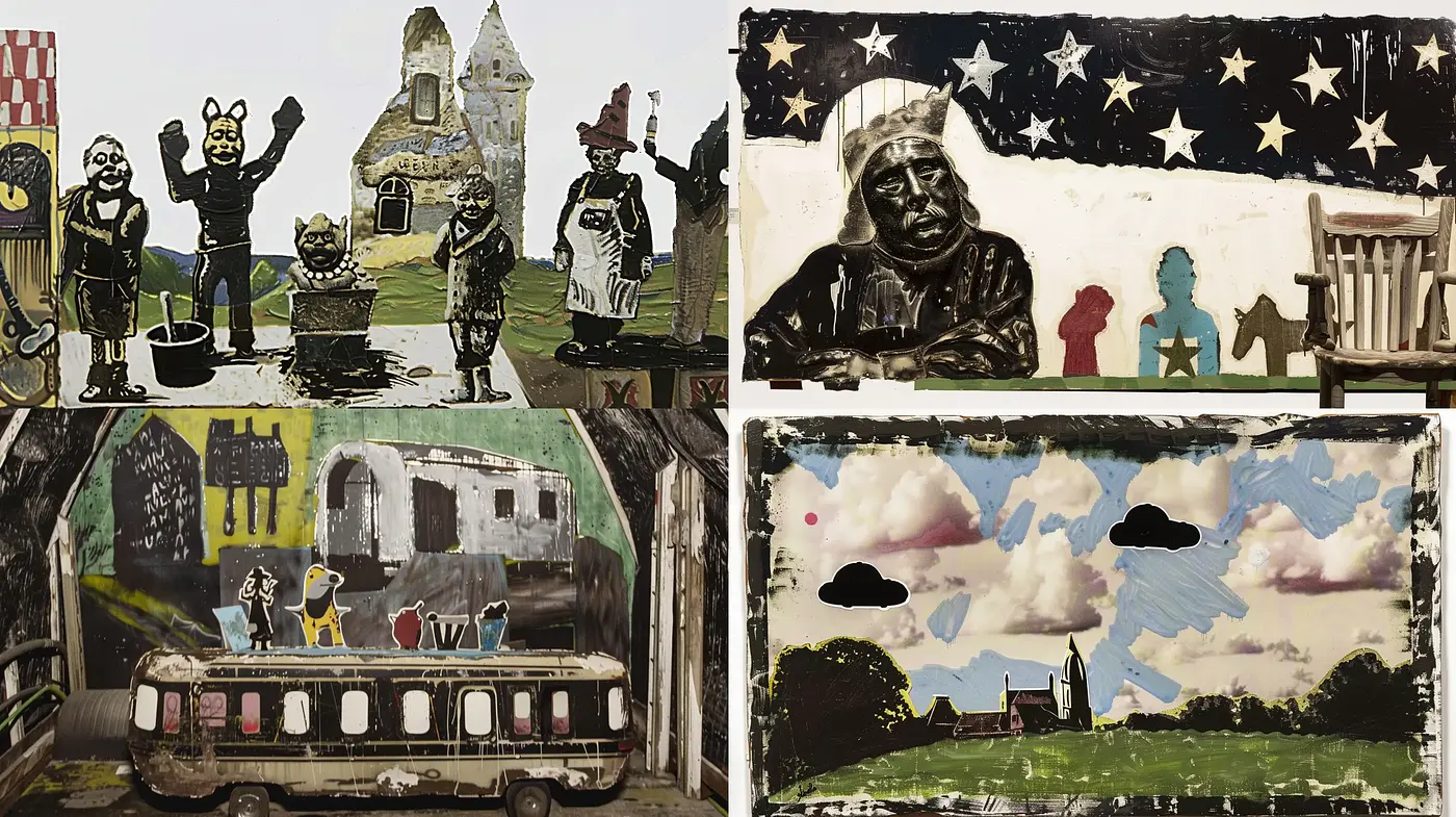 Whimsical Storybook Collage with Surrealist Influences - Midjourney sref style