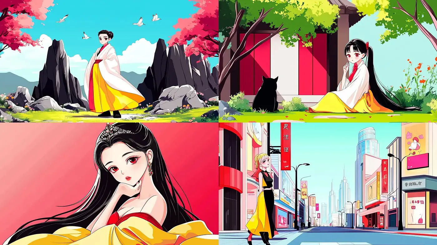 Modern Anime Elegance with Traditional Harmony - Midjourney sref style