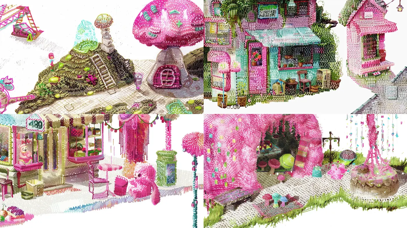 Dreamlike Pastel Enchantment with Textural Intricacy - Midjourney sref style