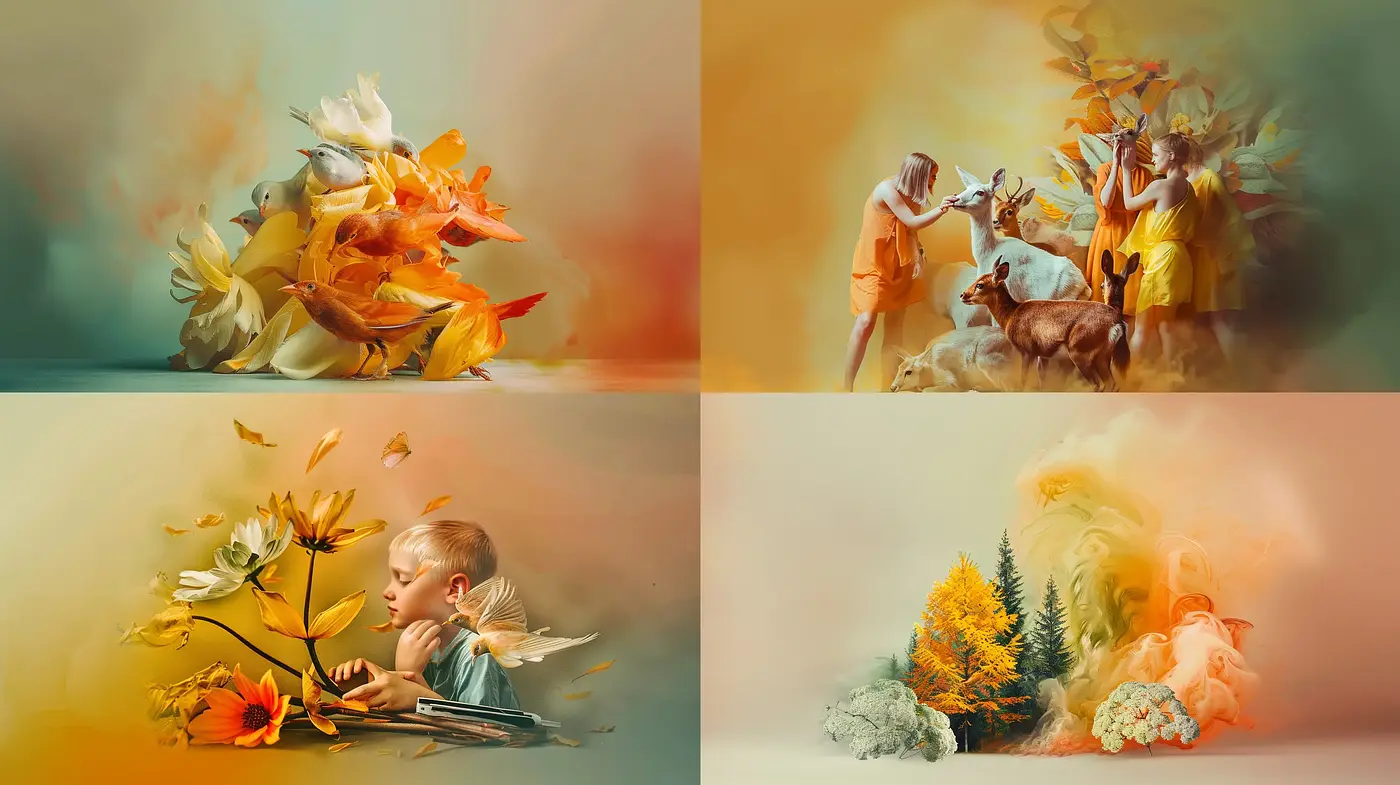 Ethereal Autumn Dreamscape in Soft Brushstrokes - Midjourney sref style