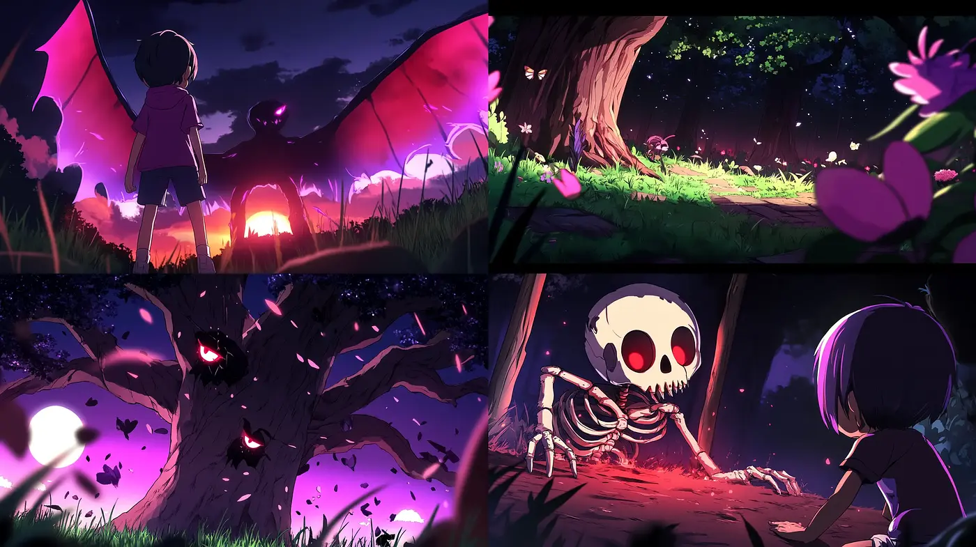 Whimsical Twilight Dreamscape with Vivid Pinks and Purples - Midjourney sref style