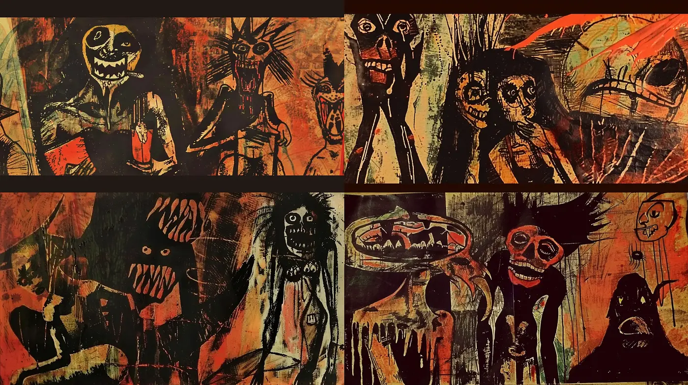 Abstract Expressionist Phantasmagoria in Warm Tones - Midjourney sref style