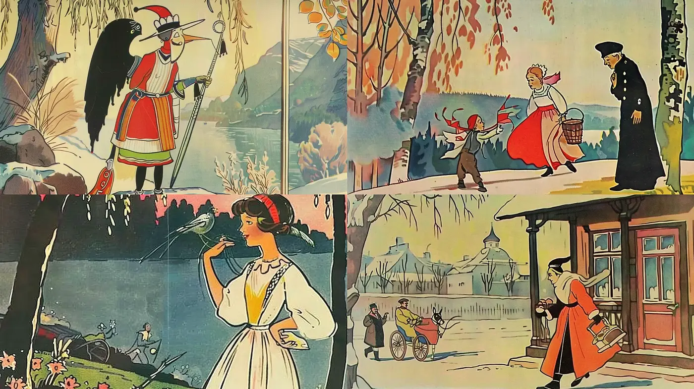 Timeless Storybook Elegance: A Nostalgic Harmony of Pastel Hues and Classic Narrative Art - Midjourney sref style